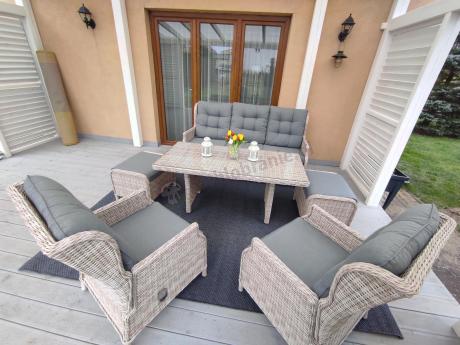 Komplet mebli tarasowych z regulowanymi fotelami Laritto Dining - Creme