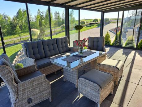 Komplet mebli tarasowych z regulowanymi fotelami Laritto Dining - Creme