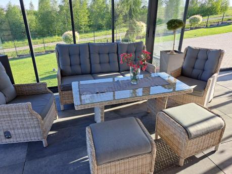 Komplet mebli tarasowych z regulowanymi fotelami Laritto Dining - Creme