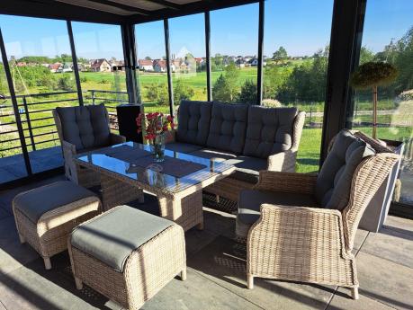 Komplet mebli tarasowych z regulowanymi fotelami Laritto Dining - Creme