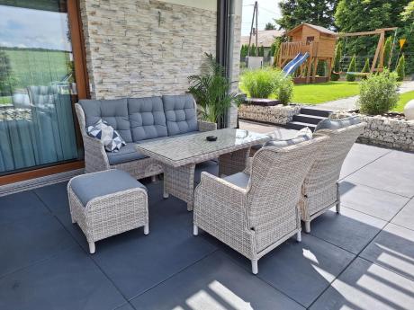 Komplet mebli tarasowych z regulowanymi fotelami Laritto Dining - Creme