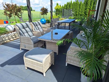 Komplet mebli tarasowych z regulowanymi fotelami Laritto Dining - Creme