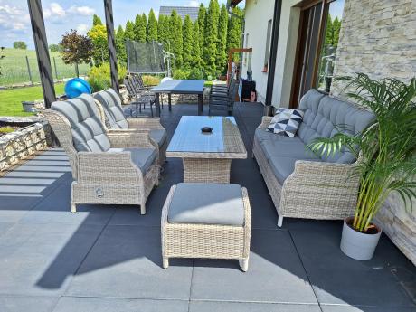 Komplet mebli tarasowych z regulowanymi fotelami Laritto Dining - Creme