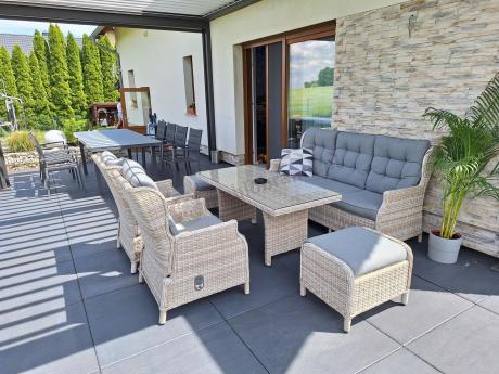 Komplet mebli tarasowych z regulowanymi fotelami Laritto Dining - Creme