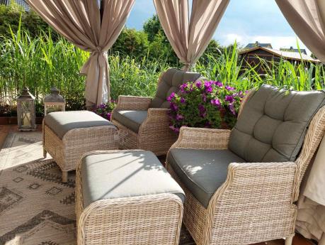 Komplet mebli tarasowych z regulowanymi fotelami Laritto Dining - Creme