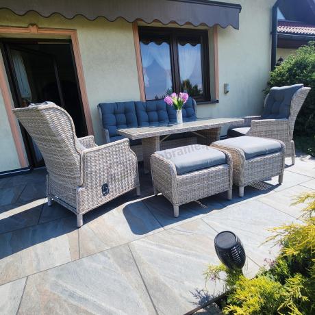 Komplet mebli tarasowych z regulowanymi fotelami Laritto Dining - Creme