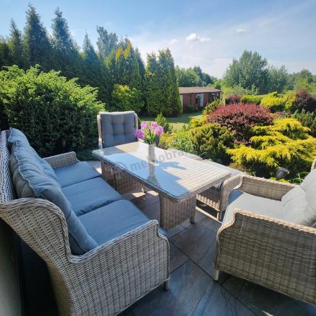 Komplet mebli tarasowych z regulowanymi fotelami Laritto Dining - Creme