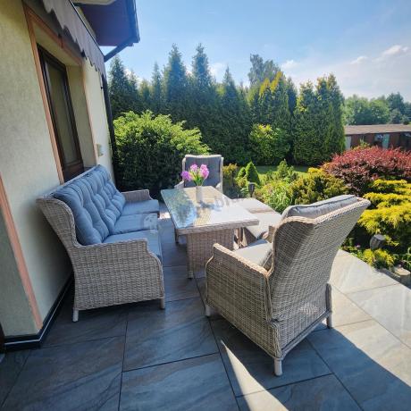 Komplet mebli tarasowych z regulowanymi fotelami Laritto Dining - Creme