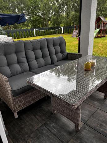 Komplet mebli tarasowych z regulowanymi fotelami Laritto Dining - Creme