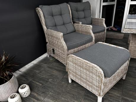 Komplet mebli tarasowych z regulowanymi fotelami Laritto Dining - Creme