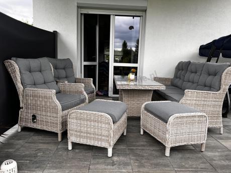 Komplet mebli tarasowych z regulowanymi fotelami Laritto Dining - Creme