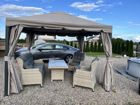 Komplet mebli tarasowych z regulowanymi fotelami Laritto Dining - Creme