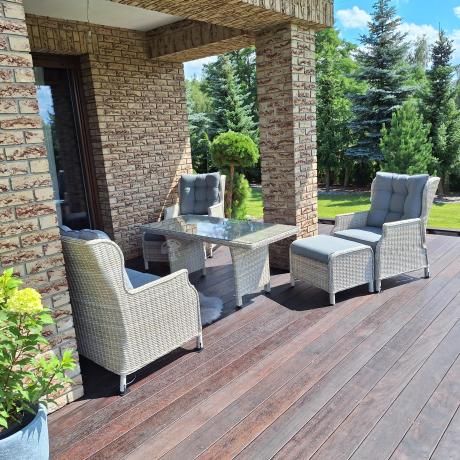 Komplet mebli tarasowych z regulowanymi fotelami Laritto Dining - Creme