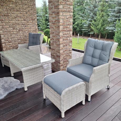 Komplet mebli tarasowych z regulowanymi fotelami Laritto Dining - Creme