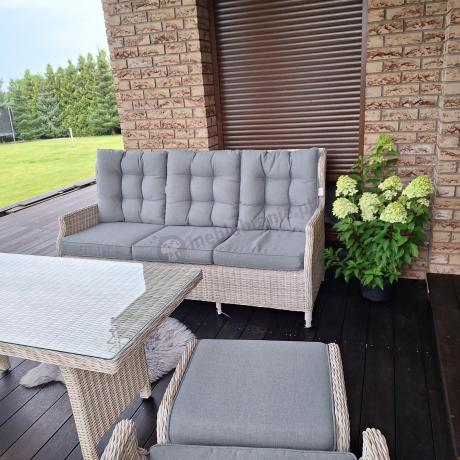 Komplet mebli tarasowych z regulowanymi fotelami Laritto Dining - Creme