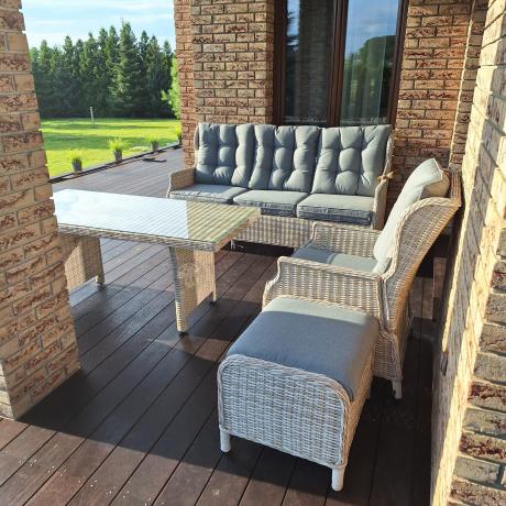 Komplet mebli tarasowych z regulowanymi fotelami Laritto Dining - Creme