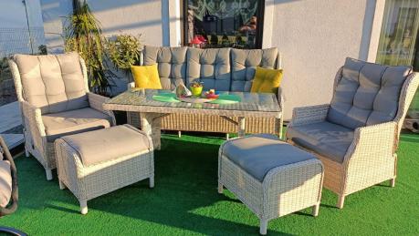 Komplet mebli tarasowych z regulowanymi fotelami Laritto Dining - Creme