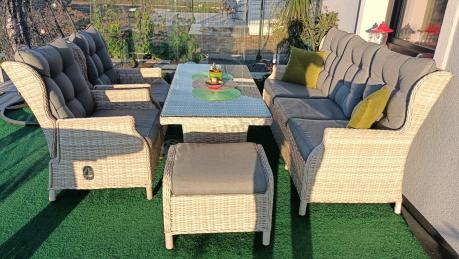 Komplet mebli tarasowych z regulowanymi fotelami Laritto Dining - Creme