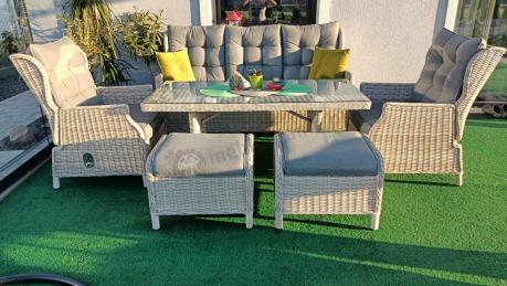 Komplet mebli tarasowych z regulowanymi fotelami Laritto Dining - Creme
