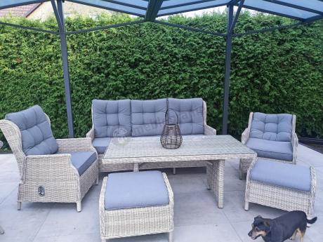 Komplet mebli tarasowych z regulowanymi fotelami Laritto Dining - Creme