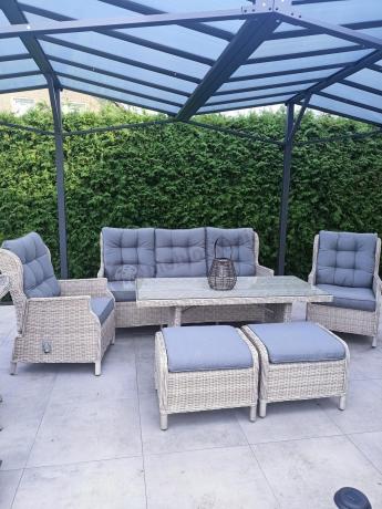 Komplet mebli tarasowych z regulowanymi fotelami Laritto Dining - Creme