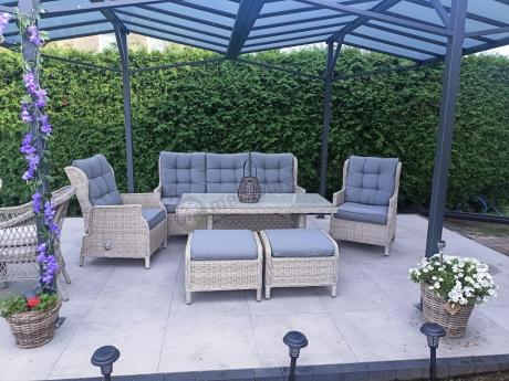 Komplet mebli tarasowych z regulowanymi fotelami Laritto Dining - Creme