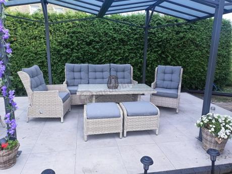 Komplet mebli tarasowych z regulowanymi fotelami Laritto Dining - Creme