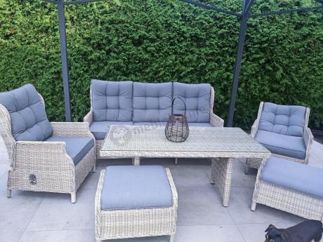 Komplet mebli tarasowych z regulowanymi fotelami Laritto Dining - Creme