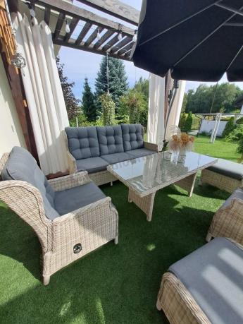 Komplet mebli tarasowych z regulowanymi fotelami Laritto Dining - Creme