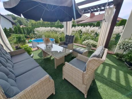 Komplet mebli tarasowych z regulowanymi fotelami Laritto Dining - Creme