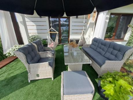 Komplet mebli tarasowych z regulowanymi fotelami Laritto Dining - Creme