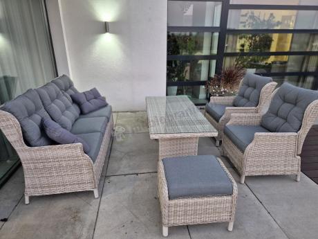 Komplet mebli tarasowych z regulowanymi fotelami Laritto Dining - Creme