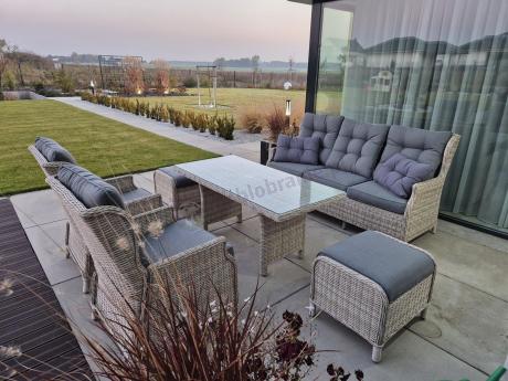 Komplet mebli tarasowych z regulowanymi fotelami Laritto Dining - Creme