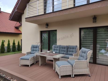 Komplet mebli tarasowych z regulowanymi fotelami Laritto Dining - Creme