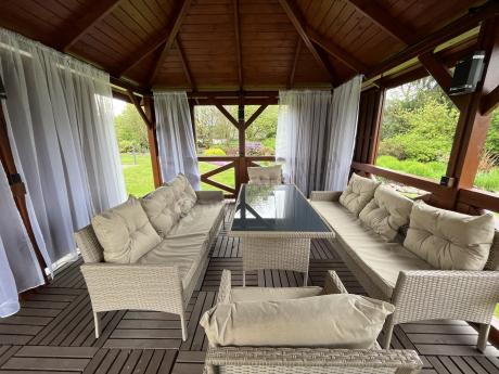 Komplet mebli technorattanowych dla 8 osób z sofami Perata Grande Natural