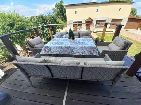 Komplet mebli technorattanowych dla 8 osób z sofami Perata Grande Natural