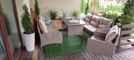 Komplet mebli technorattanowych dla 8 osób z sofami Perata Grande Natural