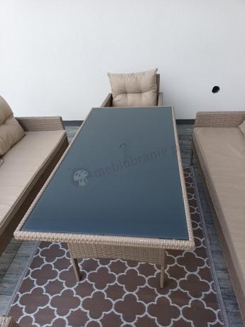 Komplet mebli technorattanowych dla 8 osób z sofami Perata Grande Natural