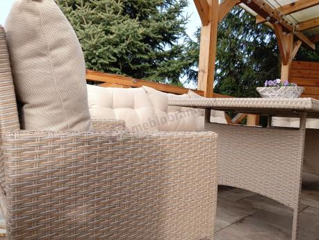 Komplet mebli technorattanowych dla 8 osób z sofami Perata Grande Natural