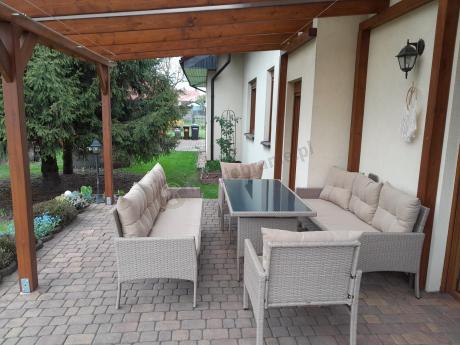 Komplet mebli technorattanowych dla 8 osób z sofami Perata Grande Natural