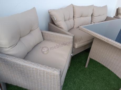 Komplet mebli technorattanowych dla 8 osób z sofami Perata Grande Natural