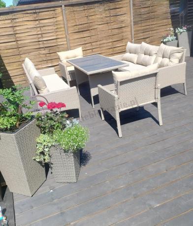 Komplet mebli technorattanowych dla 8 osób z sofami Perata Grande Natural