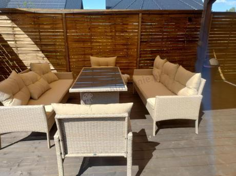 Komplet mebli technorattanowych dla 8 osób z sofami Perata Grande Natural