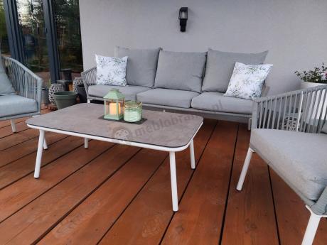 Komplet mebli wypoczynkowych na taras - sofa 180cm rope style - Kostto Cafe White