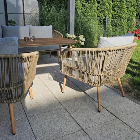 Komplet mebli wypoczynkowych na taras rope style Dona Light Grey
