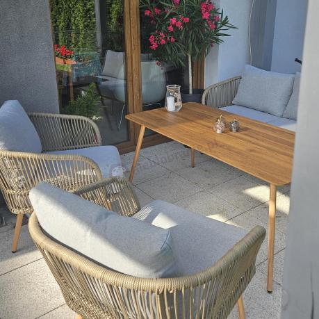 Komplet mebli wypoczynkowych na taras rope style Dona Light Grey