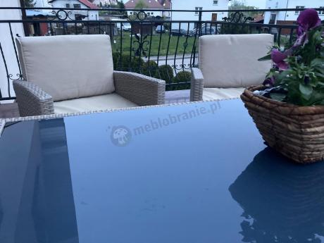 Komplet mebli z sofą i wysokim stołm technorattan Cofete Dining – Natural