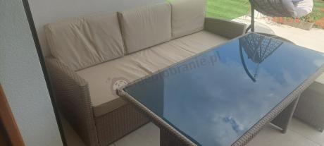 Komplet mebli z sofą i wysokim stołm technorattan Cofete Dining – Natural