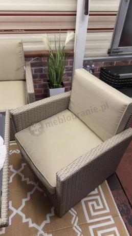 Komplet mebli z sofą i wysokim stołm technorattan Cofete Dining – Natural