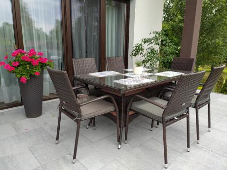 Komplet mebli z technorattanu dla 6 osób Lautaro Dark Brown